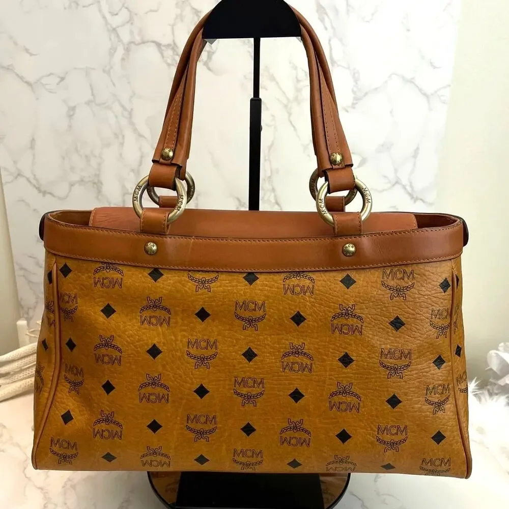 MCM Vintage Top Handle Satchel / Tote Cognac Visetos Monogram Pre-Owned - Picture 6 of 14